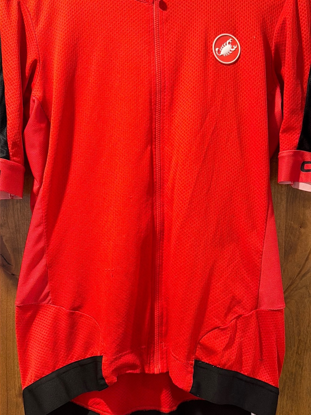 Castelli Cycling Jersey XL Red & Black Full Zip Road Bike Short Sleeve